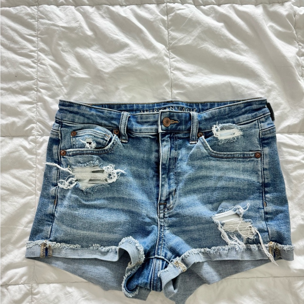 American Eagle Distressed Blue Jean Shorts Stretch